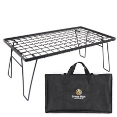 Breeze Moon 折疊式露營桌 多用途冰桶架 + 專用收納袋套組, 摩登黑(桌子)