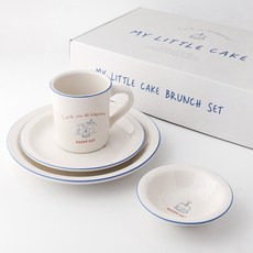 LOKO LIVING My Little Cake 早午餐具組 4入, 奶油白, 大盤 + 中盤 + 小菜碗 + 馬克杯, 1套