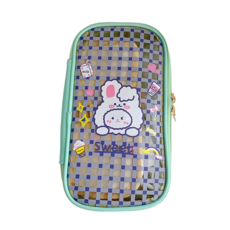 透明PVC收納包型筆袋, 薄荷綠, 1個