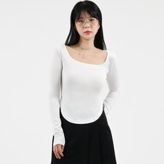 엘쏘 여성용 스퀘어넥 슬림핏 몸매보정 긴팔 티셔츠