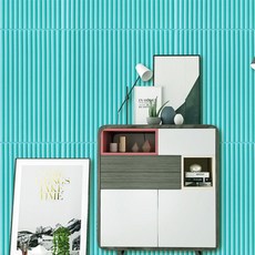 Quardi 3D立體自黏式隔熱壁紙 3入, 天空藍