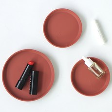 ade.l 圓形矽膠托盤組 楓葉棕, 1套, 托盤 + 迷你托盤 2p