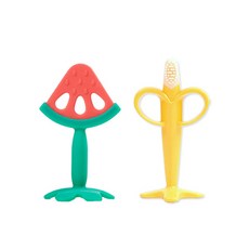 Baby&I 固齒器2入組(附收納盒), 3個月以上, 西瓜+香蕉, 1組