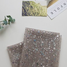 寬網紗閃亮星星12色布料 150*180cm, 米色, 1個