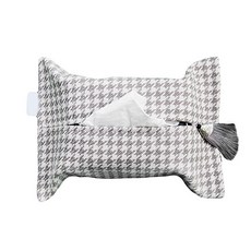 JCP 千鳥格流蘇面紙套, 灰色