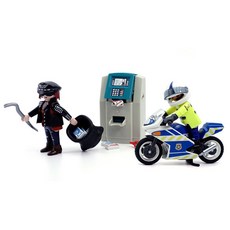 Playmobil 摩比人 警察摩托車與現金小偷 70572, 1個