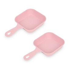 握柄式方形餐盤, 2個, 粉色的, 單品