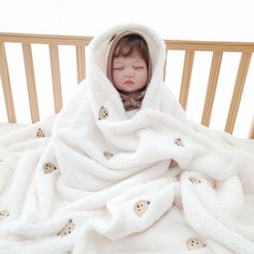 AiRabbit 嬰幼兒雙面極細纖維毯, 小熊刺繡