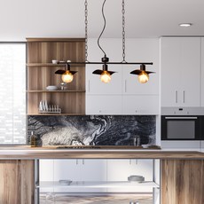 WONHA 室內裝潢三頭吊燈 雷德餐桌燈, 黑色