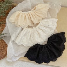 HARAROI 幼兒用荷葉邊蕾絲公主風捲圍巾圍兜 3件組