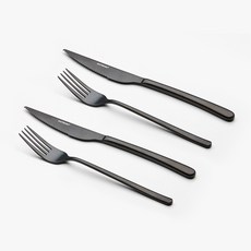 EASTMARK 餐具牛排刀叉2人組, 復古黑, 餐叉 2p + 牛排刀 2p, 1套