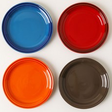 法式圓盤4件組, 1套, 紅/藍/橙/可可, 4件組圓盤