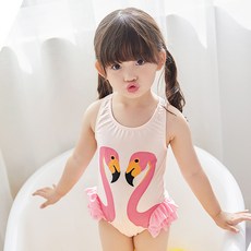 YooBly 女童 Crozony 紅鶴印花連身泳衣