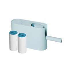 捲筒收納式膠帶收納盒+清潔器+替換裝 2入 藍色, 1套