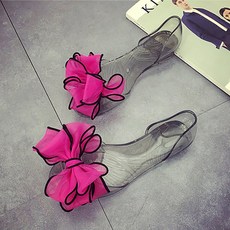 따봉오빠 여성용 빅 리본 레이스 젤리 샌들 1cm JNH1294