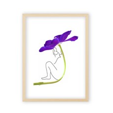 室內裝飾海報 花與女人 E + 木框組合, 米色, 1個