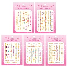 Tomini 閃亮飾品刺青貼紙 5件組, 1組, TT001/TT002/TT003/TT004/TT005