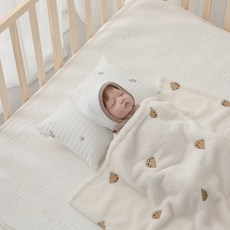 AiRabbit 嬰兒用100支純棉絎縫枕頭套 含枕芯, 1個, 鬱金香刺繡