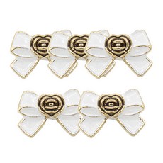 愛心緞帶花朵造型扣 21mm, 5個, 白金