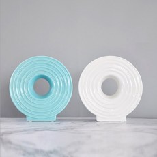 圓形圓形室內花瓶 2件組 YT_RC063, 藍白色