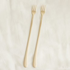 놋향 방짜유기 홈카페 롱티포크, 골드, 2개