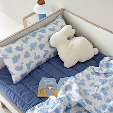 FRAMBOISE 兒童用 Summer Coddle 人造絲 Coolism 絎縫枕頭套, Blue