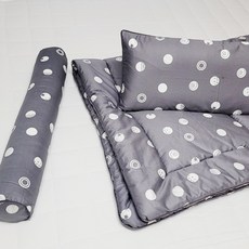 아띠블랑 코튼 꿀잠 와이드 베개 커버 2p + 베개 속통 + 차렵이불 + 바디필로우 세트, 그레이솔루나