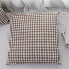 Beau Monde 韓國製造 30支棉 紗染 四季 坐墊套, Pony格紋 泰迪棕色