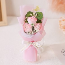 윰스 졸업식 수료식 축하 미니 조화 꽃다발, 핑크, 1개