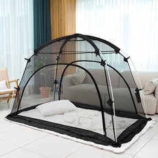 DDASUMI TENT 帳篷式床用蚊帳 + 支架套組, 黑色