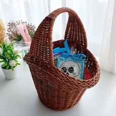 MAISONINDAHRATTANSHOP 藤編手提零食禮物野餐籃 N024H, 1個, 棕色