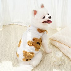 아티펫 빅베어 패턴 따뜻한 견인 셔츠, 화이트, 1개