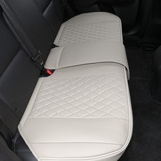 Daehan Automobile 汽車後座第二排防染色皮革座椅套/坐墊, 香草米色, 1個