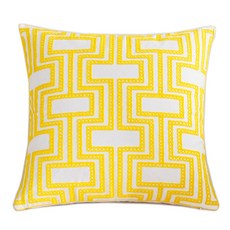 클래식 라인 기하학 패턴 소파 쿠션솜 + 커버, 옐로우 02