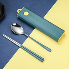 攜帶型餐具+收納盒, 藍色, 勺子+筷子+箱子