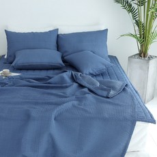 SCOHOME 素色泡泡紗薄被薄墊枕頭套組