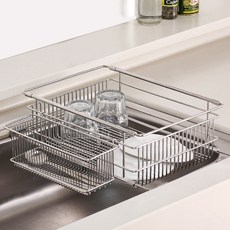 MUDITA 不鏽鋼水槽餐具瀝乾架, 1層, 單色, 1組