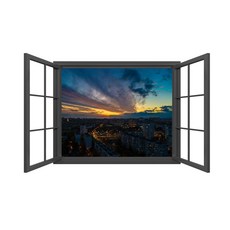 Sweet Space 3D立體風景相框式窗貼, 22 黑色