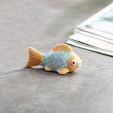 다파랑 컬러풀 물고기 주방 인테리어 수저받침대 HJ1318, 블루노랑, 4개