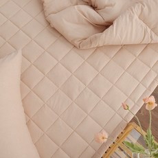 tacca tacca 四季水洗純棉固定帶床墊, 珊瑚粉