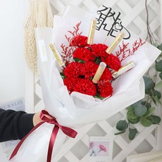 블뤼엔 비누꽃 감사합니다 카네이션꽃다발 + 쇼핑백, 레드, 1개