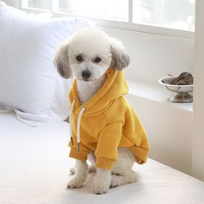 petit dog 寵物基本款刷毛連帽T恤 DWT072, 黃色