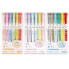 Indy K 圓點螢光筆 6色 x 3入組, 混合色, 1套