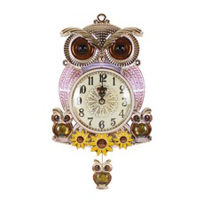 Jesco 向日葵珠寶貓頭鷹擺錘壁鐘, 粉紅色