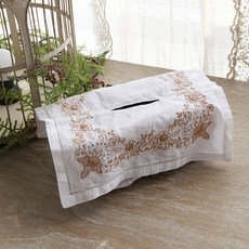 MaMaison 棉質刺繡面紙套 TSMV7-BR, 棕色