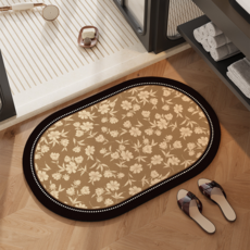 코다치프 플라워 규조 머드 화장실 문 앞 미끄럼 방지 욕실 흡수 발매트 30 x 40 cm, 꽃의 꿈, 1개