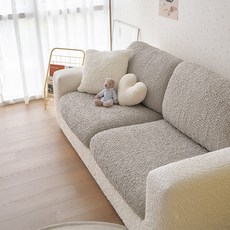 BEBEDECO 高彈性萬用彈性分離型全包式竹纖維沙發套, Oat Gray, 1個