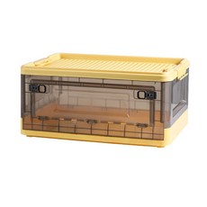 Beuneut側開PP透明折疊式生活收納箱, 1個, 黃色