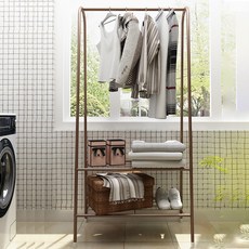 Jihu簡約線條鋼製置物架衣架, 棕色的