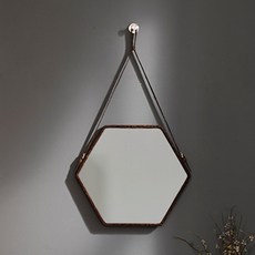 Chester北歐風六角壁掛鏡 小型, 摩卡